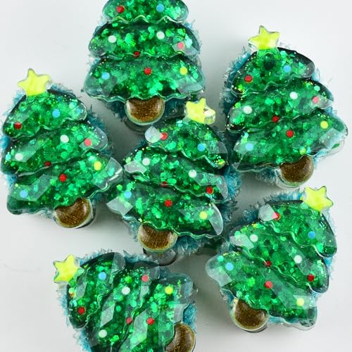 6Pcs Luminous Christmas Tree Fancy Beads for Pens Christmas Tree Focal Space Beads for DIY Craft Beadable Pens Keychain Bracelet Necklace Earrings Jewelry Making - color: Luminous Christmas Tree 2