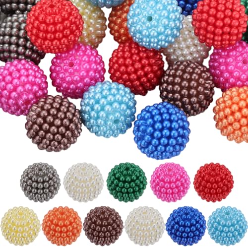 SUNNYCLUE 44Pcs Bubblegum Beads Bulk 20mm Colorful Chunky Bead 1.8mm Berry Pearl Luster Large Round Beadable Pen Charms Plastic Loose Spacer Findings for Jewelry Making Accessories Kits - color: 44pcs 20mm Berry Beads
