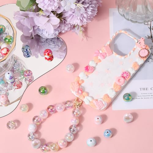 SUNNYCLUE 72Pcs Bubblegum Beads Bulk 16mm Round Beads Chunky Bead Colorful Transparent AB Color Iridescent Beadable Pen Beads Opaque Rainbow Bead Garland Loose Beads for Jewelry Making Beading Kits - color: 72pcs 16mm Bubblegum Beads