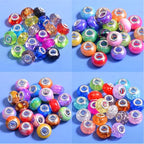 100pcs Large Hole Spacer Beads for Bracelet Necklace Pen & Keychain Making, European Glass Jewelry Findings & Supplies, Bubble Gum Beads, Mixed Style (100Pcs European) - color: 100Pcs European
