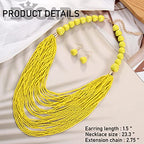 Bocar Necklace for Women, Multi Layer Statement Necklace, Long Chain Chunky Bib Seed Beads Necklace, Necklace Earring Set for Women Gift (NK-10693) - color: Yellow