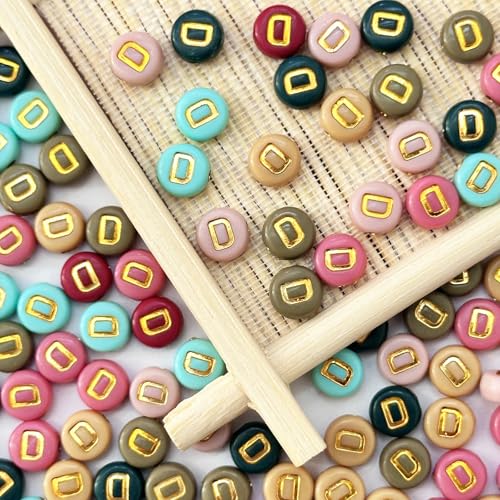200PCS Round Letter Beads,4x7mm Color Acrylic Alphabet Beads D Beads with Letters for Bracelet Making Necklace Keychain Jewelry DIY (Letter D) - color: Letter D