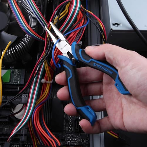 SPEEDWOX 5-Inch Mini Chain Nose Pliers for Jewelry Making Long Nose Pliers with Teeth Small Jewelry Plier with Cutter Serrated Jaws Needle-Nose Plier for Bending Wire Handcraft Work in Tight Areas - style: Long Nose Pliers