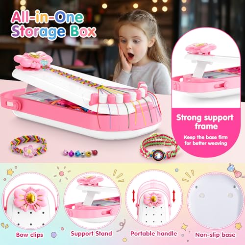2-in-1 Friendship Bracelet Making Kits: DIY Art and Crafts Jewelry String Braiding Set Toys with Storage Box for Kids - Christmas Birthday Gifts for Girls Age 6 7 8 9 10 11 12 Year Old - White - style: White