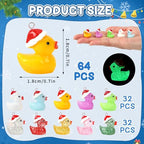 Augshy 64 Pcs Mini Christmas Ducks Charms, Luminous Glitter Resin Ducks Pendant Tiny Ducks Glow Mini Duck Ornaments for DIY Bracelet Necklace Jewelry Making Party Supplies - style: Christmas Ducks Style