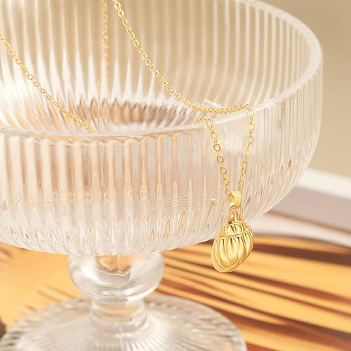 Natural Seashell Shell Scallop Pendant Choker Necklace Adjustable 18K Gold Plated Cable Chain Handmade Jewelry for Women Girls - style: Gold Conch