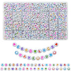 Looconi 1400pcs Colorful Letter Beads Smiley Heart Alphabet Beads 7x4mm White Acrylic for Jewelry Making Bracelet - color: Colorful