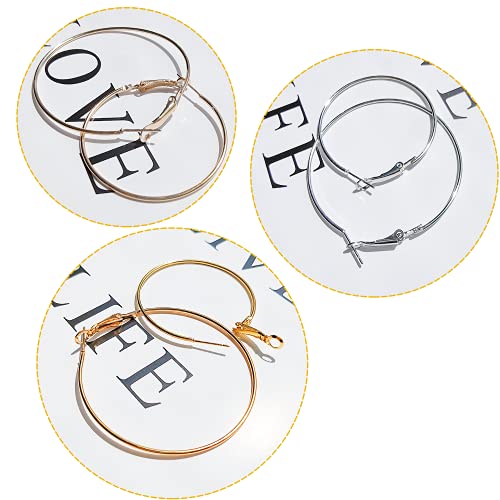 60Pcs Hoop Earring Findings Stainless Steel Earrings Beading Round Earrings Open Beading Hoop for Jewelry Making DIY Crafts Art Creation (40mm+50mm) - color: 40mm+50mm