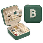 PATIKIL Travel Jewelry Case,B Initial Small Travel Jewelry Box Organizer Rings Earrings Storage Case Personalized Gifts for Women Girls Birthday Christmas Bridesmaid Gifts,Dark Green - style: B