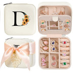 AYGXU Travel Jewelry Box for Women and Girls - Small Case With Initial A-Z - Teacher Gifts - color: white, size: D