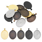 PATIKIL Pendant Trays for Jewelry Making, Blank Pendants Zinc Alloy Oval Bezel Settings Flat Base for Necklace Bracelet Charm - color: Dark Silver/ Gold Colors/ Bronze/ Copper/ Black