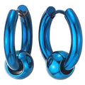 Stainless Steel Circle Beads Huggie Hinged Hoop Earrings for Men Women, 2pc - color: Blue, size: Diameter:12MM