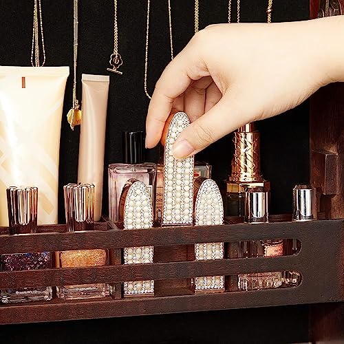 Hives and Honey Aria Standing Jewelry Armoire Mirror – LED Lit, Velvet Interior, Lockable, Ample Storage, Beveled Full-Length Mirror, Space-Saving Design, Walnut