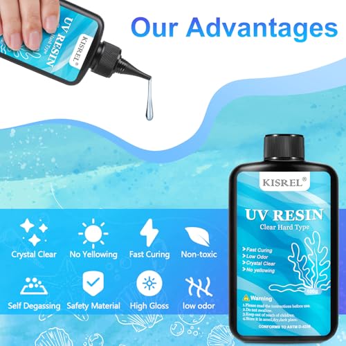 KISREL UV Resin Jewelry Making Kit, 400g Crystal Clear Resins with Light and Molds, DIY Jewelry Making Resin Kits, Resina Starter Kit for Keychain, Hair Clip and Earring - size: 400g