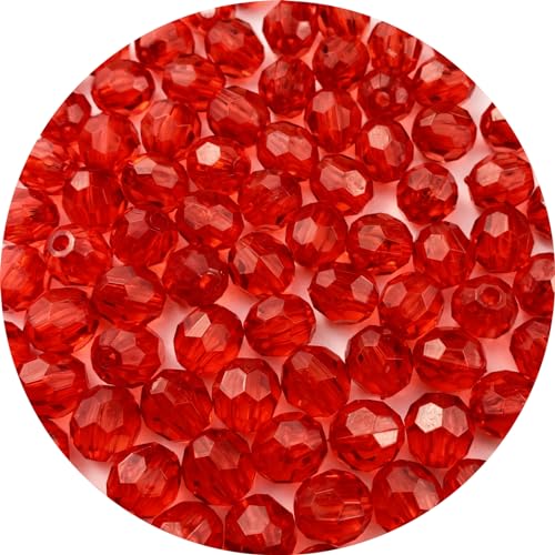 800pcs 6mm Acrylic Round Crystal Faceted Beads for Crafts Spacer Beads for Jewelry Making Necklaces Bracelets Earrings DIY Decoration(Red) - color: Red, size: 6mm