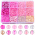 SUNNYCLUE 1 Box 156g Glass Seed Bead Bulk Bracelet Glass Seed Beads 2mm Mini Round Craft Findings Pink Small Loose Spacers for Jewelry Making DIY Earrings Friendship Bracelets Necklace