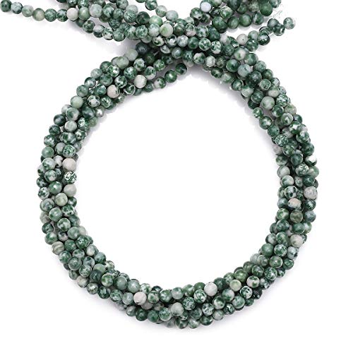 BEADIA Natural African Jade Stone Round Loose Semi Gemstone Beads for Jewelry Making 4MM 38cm/Strand - color: African Jade, size: 4mm