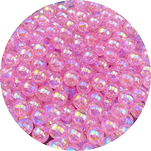 300 Pcs 10mm Acrylic Round Beads AB Colors Round Spacer Beads for Earring Bracelet Necklace Key Chains Jewelry DIY Craft Making(10mm, Pink AB) - color: Pink AB, size: 10mm