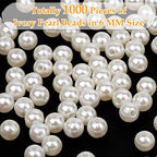 anezus Pearl Beads for Craft, 1000pcs Ivory Faux Fake Pearls, 6 mm Small Sew on Pearl Beads with Holes for Jewelry Making, Bracelets, Necklaces, Hairs, Crafts, Decoration and Vase Filler - size: 6 Mm