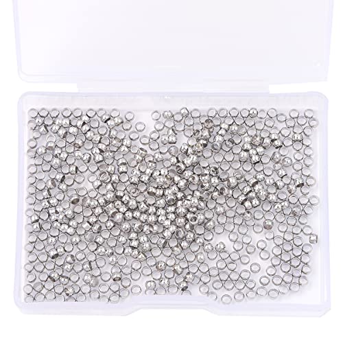 BEADIA Platinum Plated Crimp Beads Non Tarnish 2.5mm 600pcs for Jewelry Making Findings - color: Crimp Beads Platinum, size: 2.5mm
