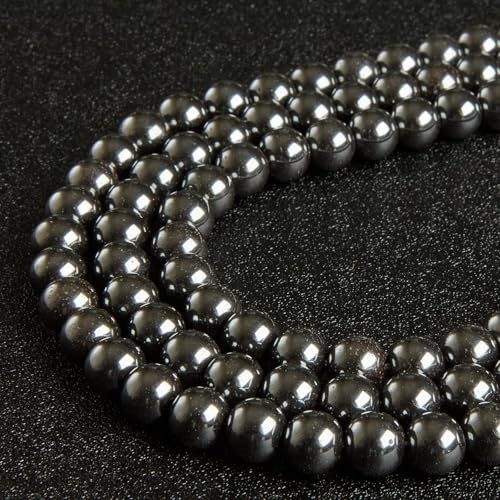 150pcs 6mm Black Hematite Beads Natural Gemstone Beads Round Loose Beads for Jewelry Making - color: Black Hematite, size: 6mm