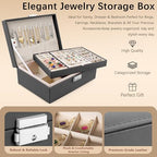 Homeanda Jewelry box 2 layer Jewelry box Leather Jewelry boxes for Women Girls Teens Jewelry organizer box Jewelry Storage box with lock(Black) - color: Black
