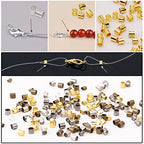 500 Pieces Crimp Tube Beads Plated Brass Tube Column Stoppers to Secure the Ends of Jewelry Strings, Crimping Tube Accessories for DIY Jewelry Making 2x2mm (Gold/Silver/Gun Black/Bronze/KC Gold) - color: Gold/Silver/Gun black/Bronze/KC gold