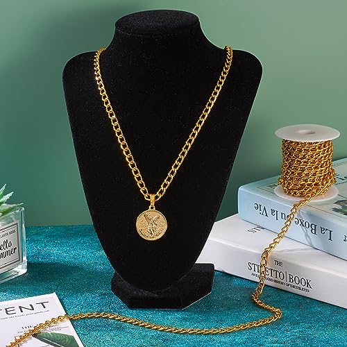 Craftdady 16.4 ft Aluminum Chain 8x5mm Twisted Golden Chain Unwelded Curb Chain Link Necklace Chain for DIY Crafts Bracelet Jewelry Making Pants Chain - color: Golden, 8x5mm