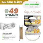 The Beadsmith Flex-Rite Beading Wire - 49-Strand Nylon-Coated Stainless-Steel Wire, 0.018" (0.45 mm) Dia, 24k Gold-Plated, 10 ft Spool, Durable Necklace & Bracelet String, for Jewelry Making Supplies - color: 24k Gold-Plated, size: .018” Dia - 10 Ft