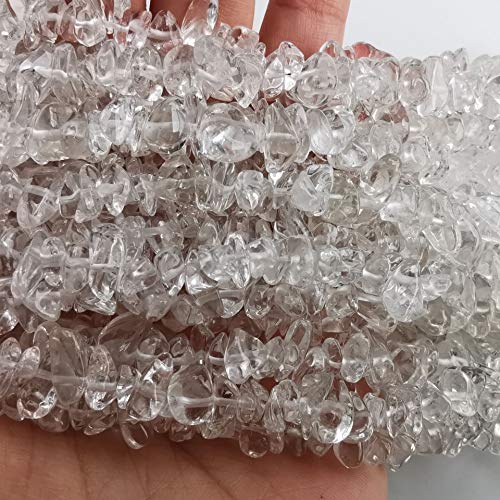 90 Inches Rock Quartz Irregular Shaped Crystal and Healing Tumbled Chip Stone Beads for Jewelry Making - color: Clear-Rock Quartz