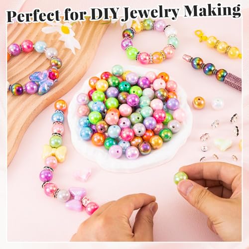 HUISUYTON 289 Pcs Beads for Pens, 16mm Acrylic Beads, Rainbow Color Pen Bead, Bubblegum Bead for Jewely Making, Bracelet, Beadable Pens, Earring - color: 289 PCS Bubblegum Beads Mixed Set