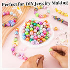 HUISUYTON 289 Pcs Beads for Pens, 16mm Acrylic Beads, Rainbow Color Pen Bead, Bubblegum Bead for Jewely Making, Bracelet, Beadable Pens, Earring - color: 289 PCS Bubblegum Beads Mixed Set