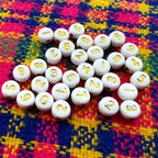 Amaney 500pcs Gold Number Beads 7x4mm Mixed Number Beads Acrylic Round Shape Loose Beads - color: Gold, size: 7x4mm