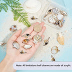 SUNNYCLUE 1 Box 24Pcs 6 Styles Sea Shell Pendants Electroplated Shell Charms Imitation Gemstone Style Spiral Shell Acrylic Charm for Women DIY Earring Necklace Bracelet Jewellery Making - color: 1 Box 24pcs 6 Styles Imitation Sea Shell Acrylic Charms