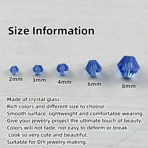 1310pcs Bicone Crystal Glass Beads 2mm 3mm 4mm 6mm 8mm Faceted Crystal Spacer Beads for Bracelets Necklace Pendants Earrings DIY Jewelry Craft Making(Light Blue) - color: Light Blue
