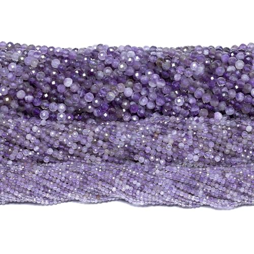4mm 90pcs Natural Amethyst Stone Beads, Songxi Small Faceted Round Loose Gemstone for Jewelry Making, DIY Art and Craft, Bracelet Necklace (1 Strand) - color: Amethyst, size: 3.7-4.2mm