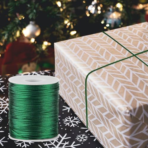 Green Nylon String Cord - 1MM 100 Yards Braided Nylon Bracelet Twine Thread for Bracelet Making, Green Rope Christmas Ornament String for Crafts, Necklace Jewelry Thread for Macrame Satin Cord - style: Green