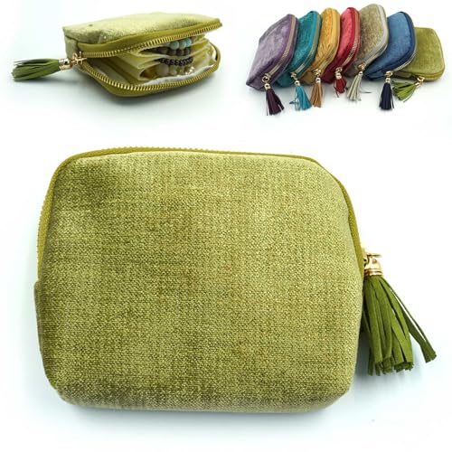 Travel Jewelry Case, Travel Jewelry Organizer, Travel Jewelry Bag with Zipper, Small Travel Jewelry Pouch for Necklaces Bracelets Bangles Rings Earrings Gemstones Storage (green) - color: green