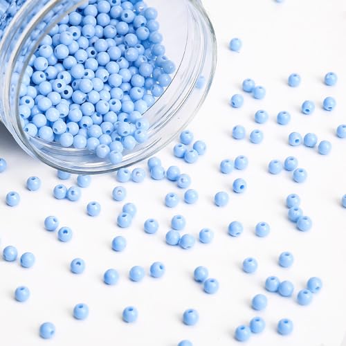 BONNY BOXX 2000PCs 4MM Smooth Aquamarine Acrylic Round Beads, Plastic Resin Bubblegum Balls Chunky Gumball Beads for Necklace and Bracelet Making, Crafting Supplies - color: Smooth Aquamarine, size: 4MM