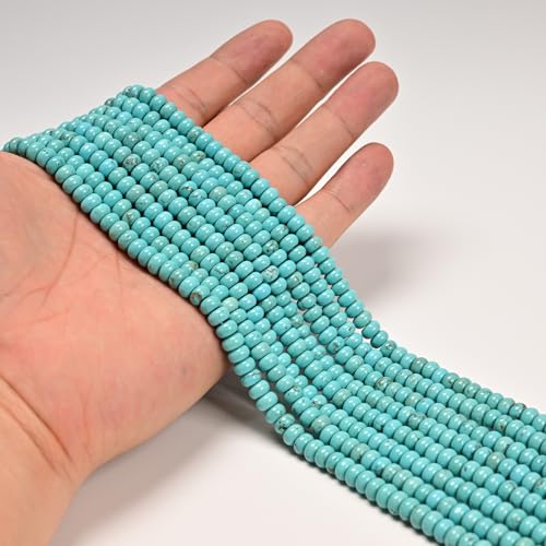 ICAI 4x6mm Natural Rondelle Beads – Loose Gemstone Spacers for DIY Jewelry Making (Blue Turquoise) - color: Blue Turquoise, size: 4x6