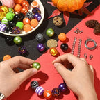 DanLingJewelry 50Pcs Mixed Styles 20mm Acrylic Halloween Bubblegum Beads Cobweb Heart Round Beads for Festival Jewelry Making DIY - color: 50pcs - Halloween