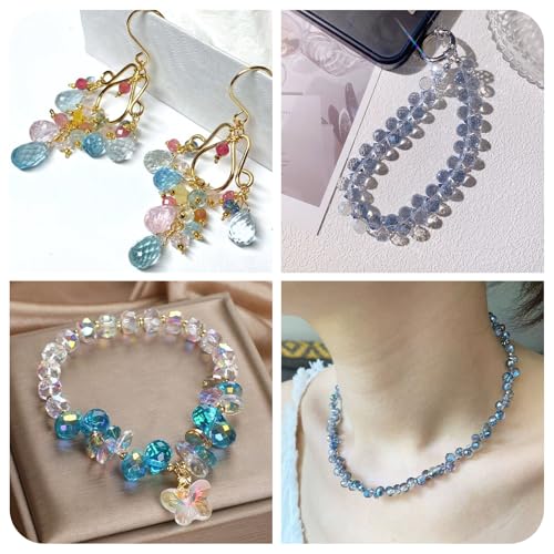 50Pcs Blue Faceted Teardrop Glass Beads Top Drilled Drop Spacer Glass Beads Transparent Water Drop Crystal Bead Teardrop Chandelier Charms for DIY Crafts Earring Necklace Making - color: Blue