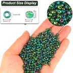 Size 4 mm 6/0 Glass Seed Beads, 2100 Pcs Small Mini Spacer Loose Pony Beads for Jewelry Making and DIY Crafts (Green) - color: Green, size: Large