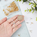 Beebeecraft 1 Box 100Pcs Stud Earring Findings 18K Gold Plated 304 Stainless Steel Teardrop Earrings Studs Findings with Horizontal Loops Ear Nuts for DIY Jewelry Making (Gold, Silver) - color: Gold & Stainless Steel