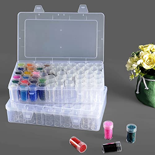 2packs 60 Grids Bead Organizer and Storage Diamond Painting Containers Portable Plastic Case Box Arts Crafts Storage for Seeds Beads Sewing Cosmetic Nail Glitter Powder Small Parts Rhinestones - size: 2 Packs