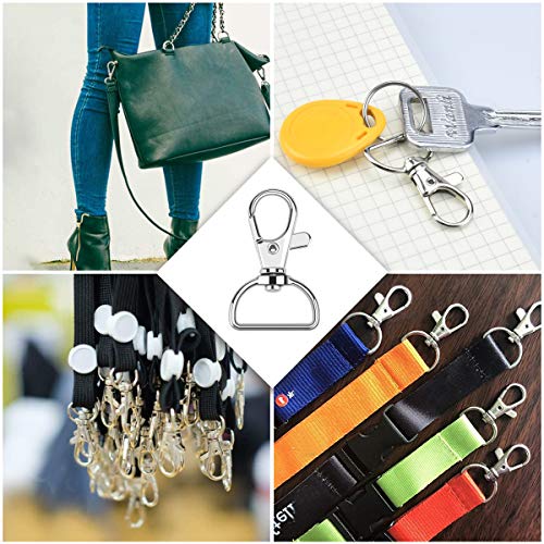 Swivel Snap Hook, 35 PCS Silver Lanyard Clips, Metal Lobster Claw Clasps Keychain Hook with 3/4 INCH D Ring for Macrame Keychain Swivel Clips for Making Key Fobs - color: Silver