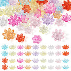 Beadthoven 54pcs Lotus Crystal Acrylic Beads Colorful Flower Bead Caps Spacer End Caps for Jewelry Making Earrings Bracelet DIY Crafts - color: Lotus Flower