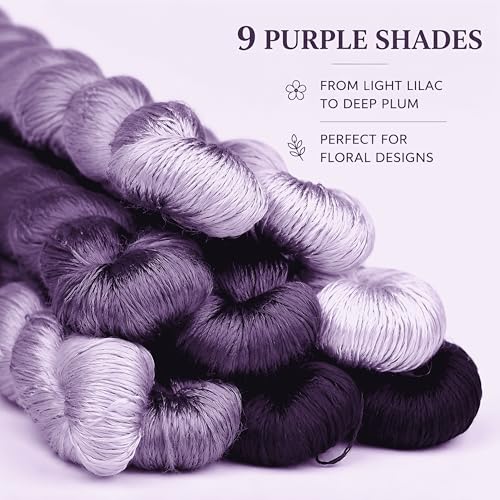 Natural 100% Silk Thread, Handmade Embroidery Thread Silk Floss 9 Colors 110m Each (74) - color: 74