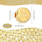 1000Pcs Plastic Letter Beads Horizontal Hole Flat Round Disc Letters Spacers Bead Alphabet Pattern Loose Beads for Bracelets Necklace Earrings Jewelry Making DIY Craft Golden - color: Golden