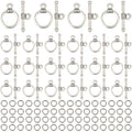 1 Box 120 Sets Toggle Jewelry Clasp Sets Bracelet Toggle Clasp Silver Alloy Closures OT Round Buckle End t Bar Clasp Connectors with Jump Rings Set for DIY Jewelry Making Accessories Craft - style: Style 2